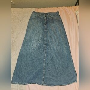 Source Unknown Blue Denim A-Line Maxi Skirt